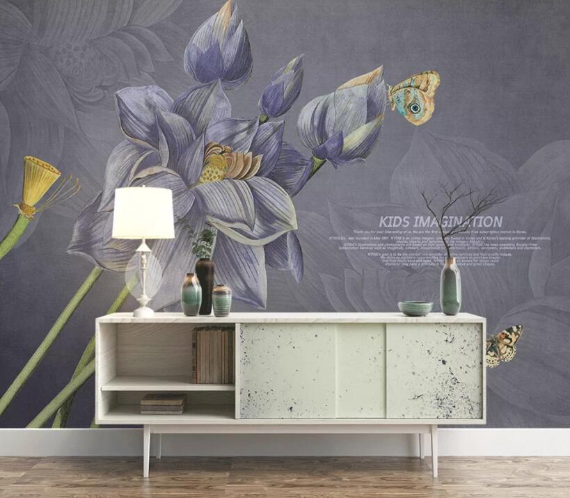 3D Gray Flowers 565 Wall Murals