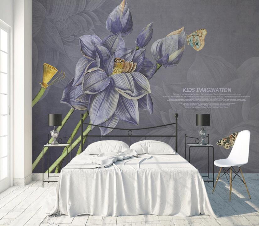 3D Gray Flowers 565 Wall Murals