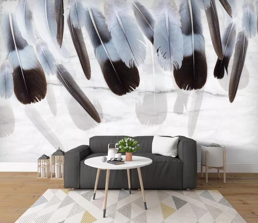 3D Gray Feather WC63 Wall Murals