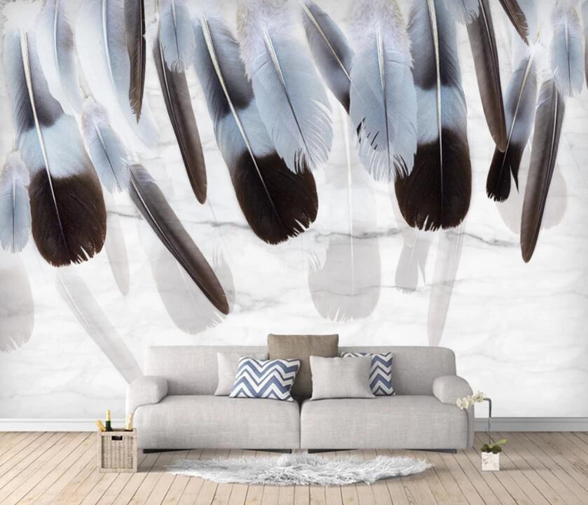 3D Gray Feather WC63 Wall Murals