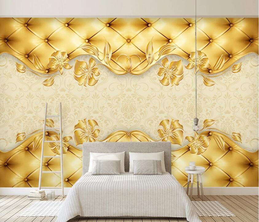 3D Golden Pattern WC74 Wall Murals