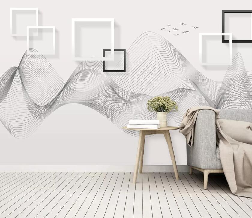 3D Geometric Wave WC98 Wall Murals