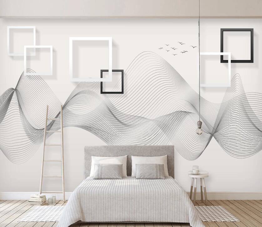 3D Geometric Wave WC98 Wall Murals