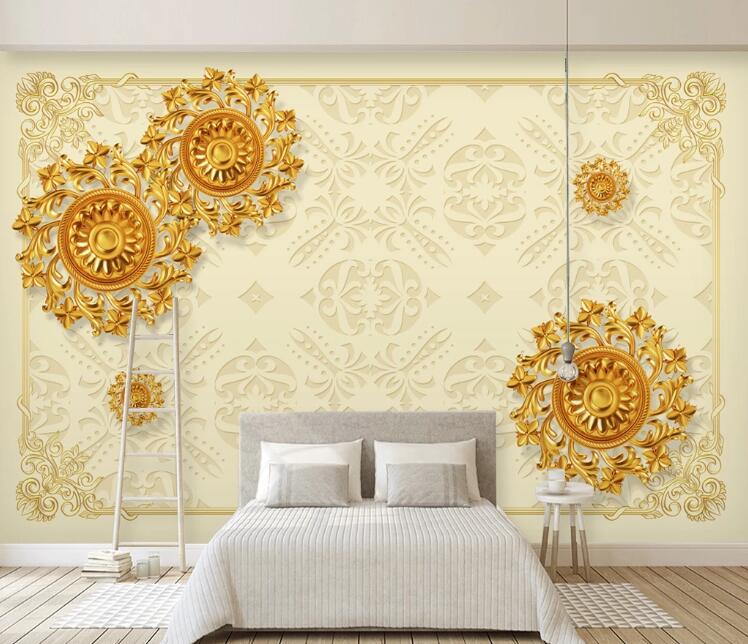 3D Golden Sun WC78 Wall Murals