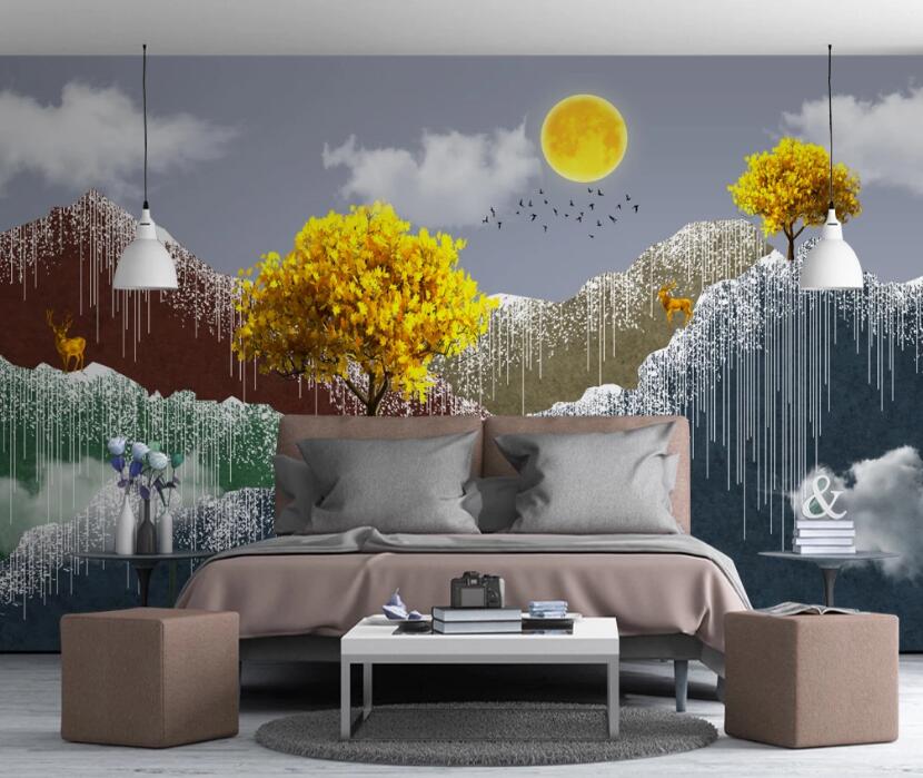 3D Four-color Mountains 132 Wall Murals