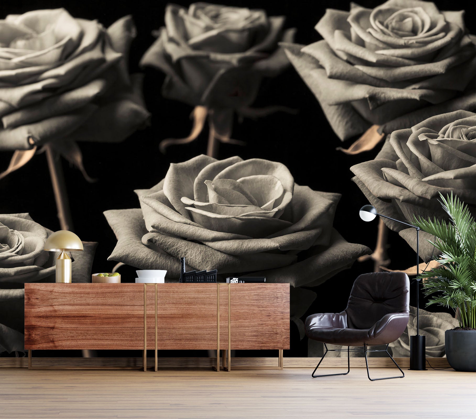 3D Gray Rose 6117 Assaf Frank Wall Mural Wall Murals