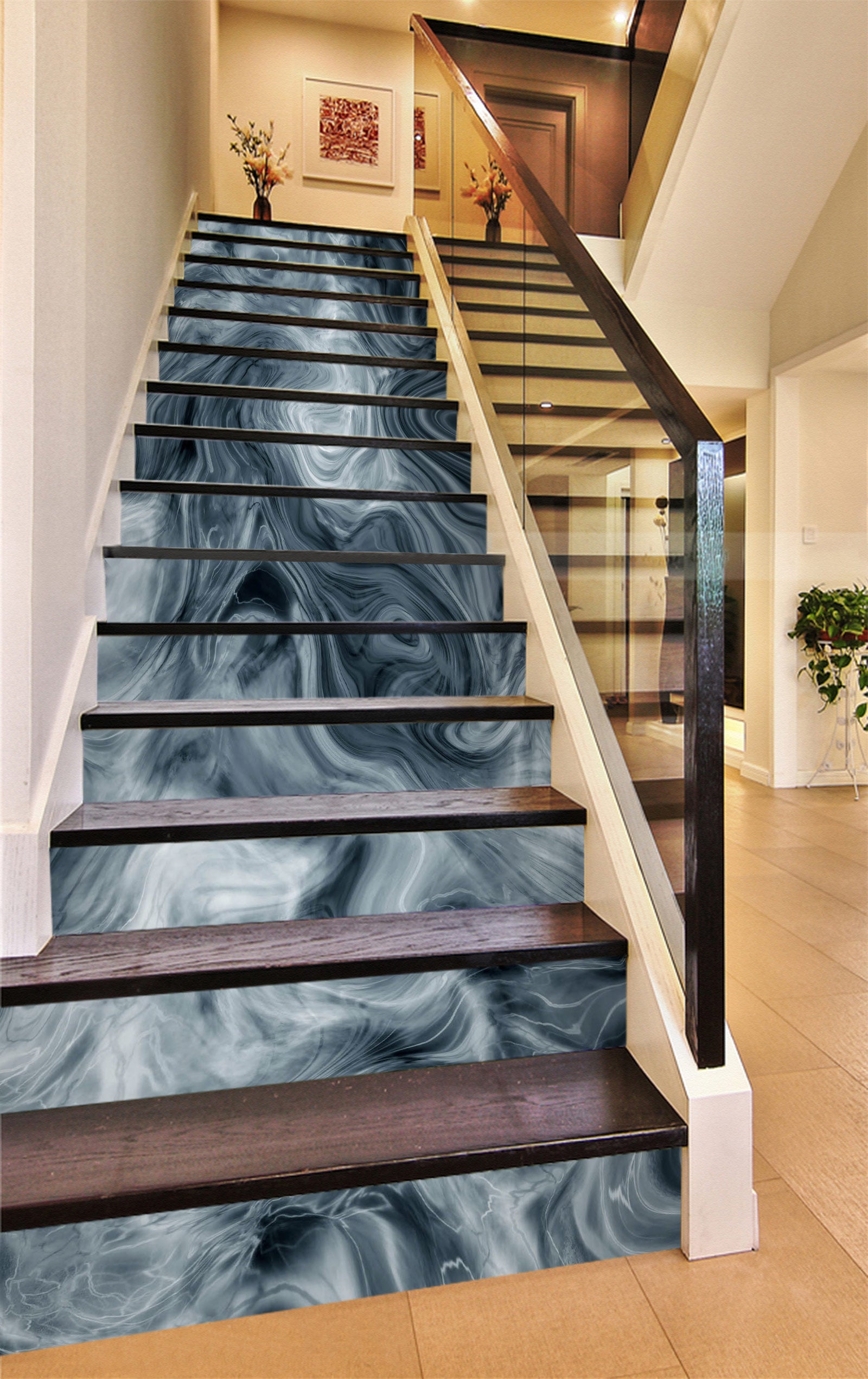 3D Gray Layered Texture 440 Stair Risers