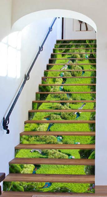 3D Grassland Winding River 674 Stair Risers