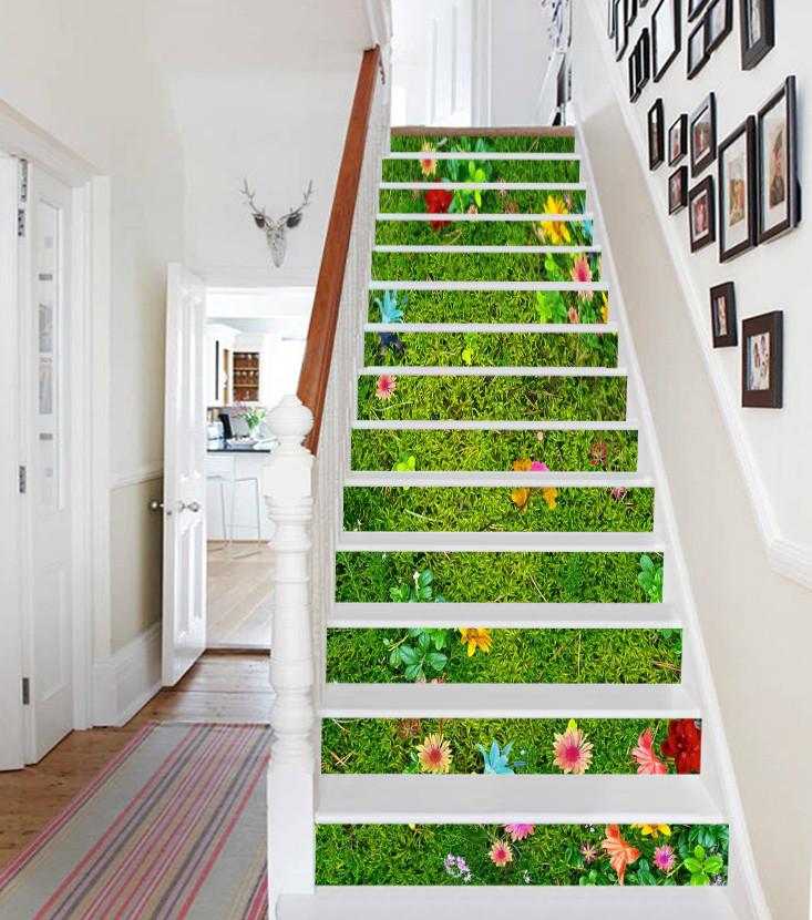 3D Grassland Flowers 576 Stair Risers