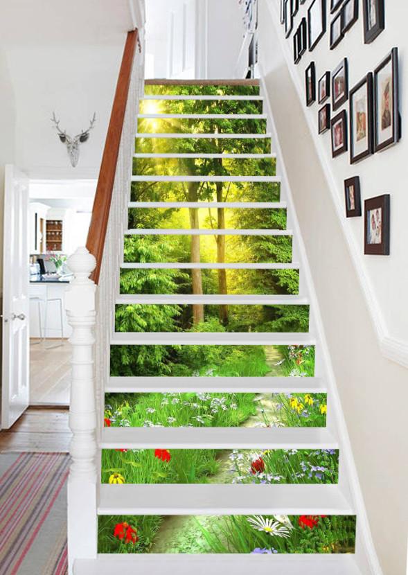 3D Forest Sunshine And Flowers 699 Stair Risers