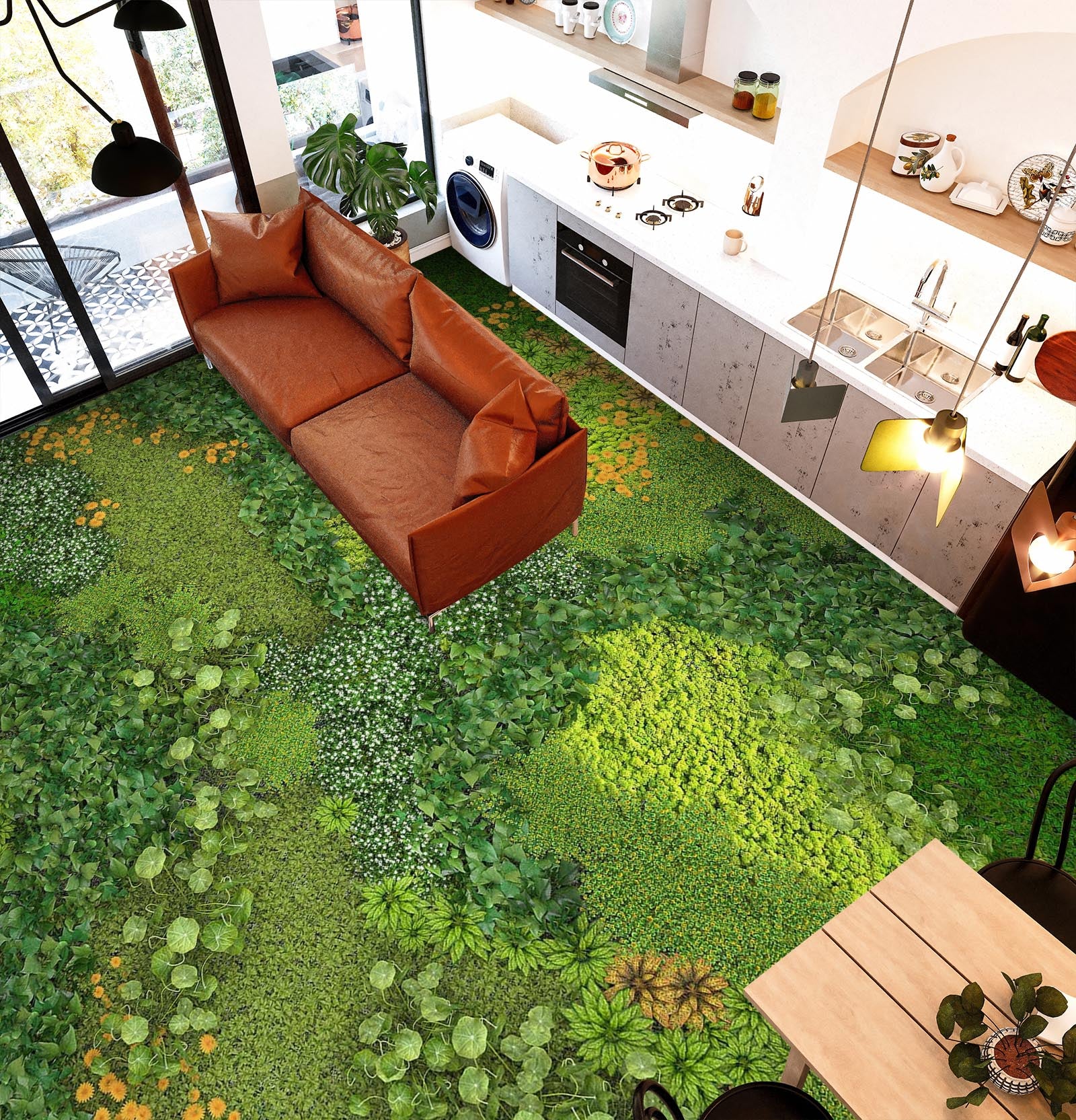 3D Fresh Green Grass 078 Floor Mural  Wallpaper Murals Rug & Mat Print Epoxy waterproof bath floor