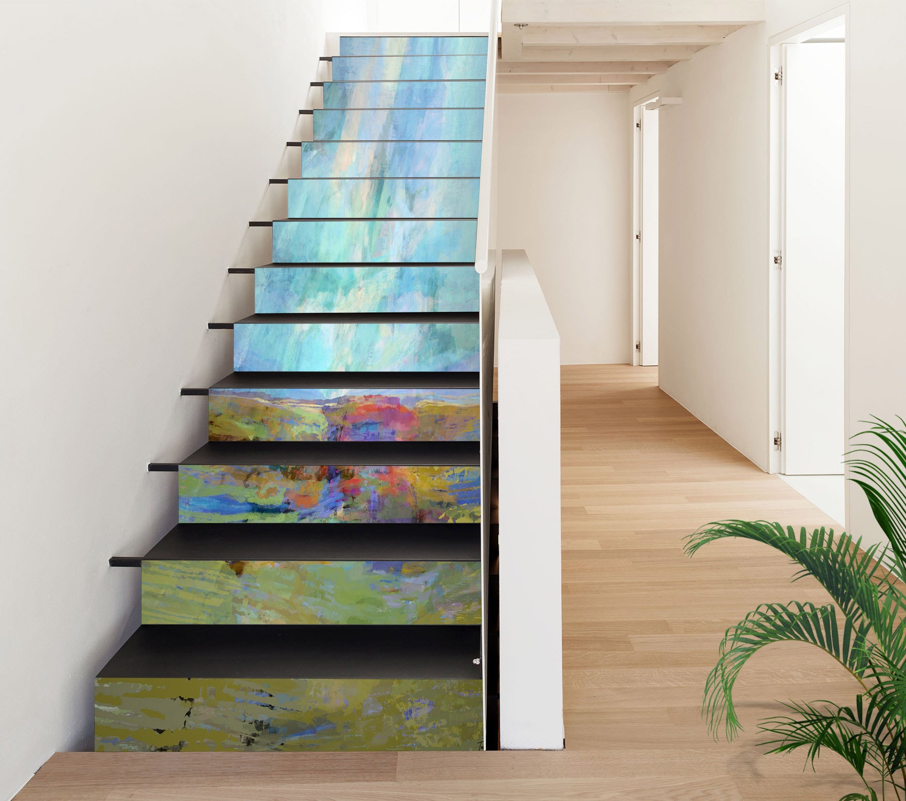 3D Grass Sky Oil Painting 9466 Michael Tienhaara Stair Risers