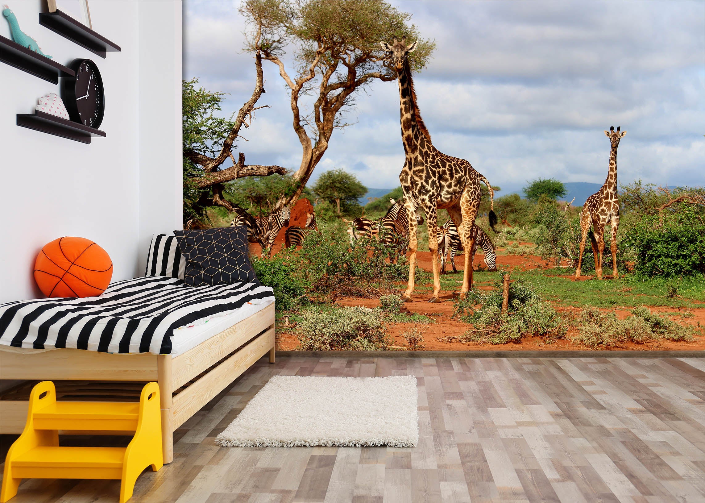 3D Giraffe Tree 409 Wall Murals