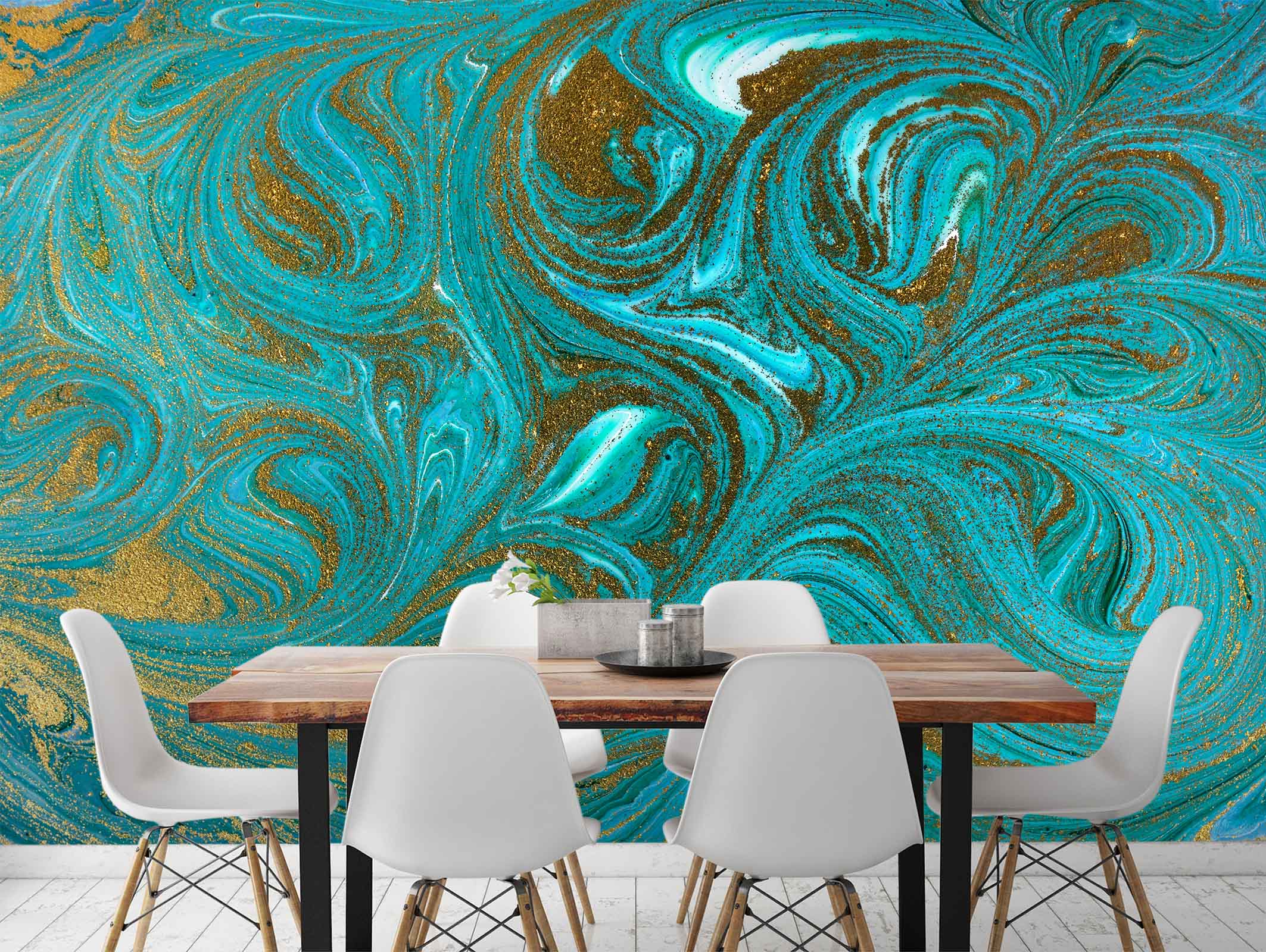 3D Green Abstract Painting 21 Wall Murals